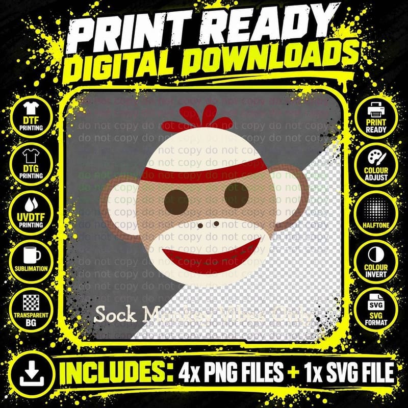 Funny Sock Monkey Meme Hoodie, Novelty Gift T-Shirt Png SVG Digital Bundle
