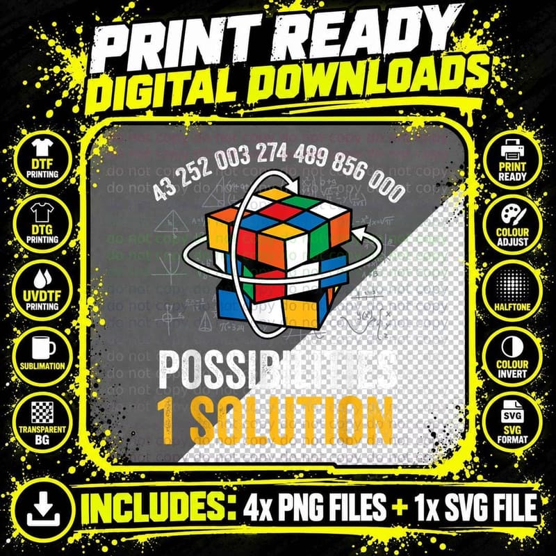 Funny Speed Cubing Puzzle Cuber Math One Solution T-Shirt Png SVG Digital Bundle