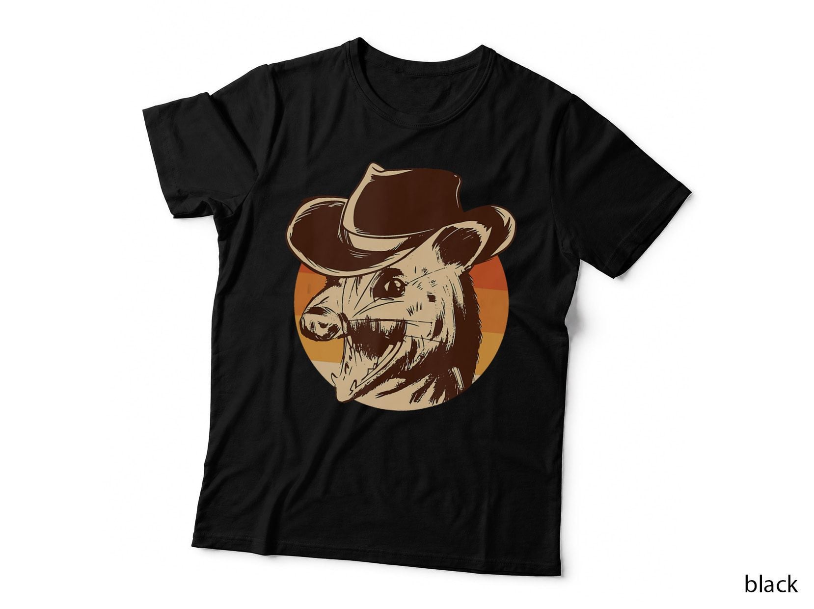 Funny Vintage Opossum Cowboy Hat Vintage Possum Lovers Meme T-Shirt