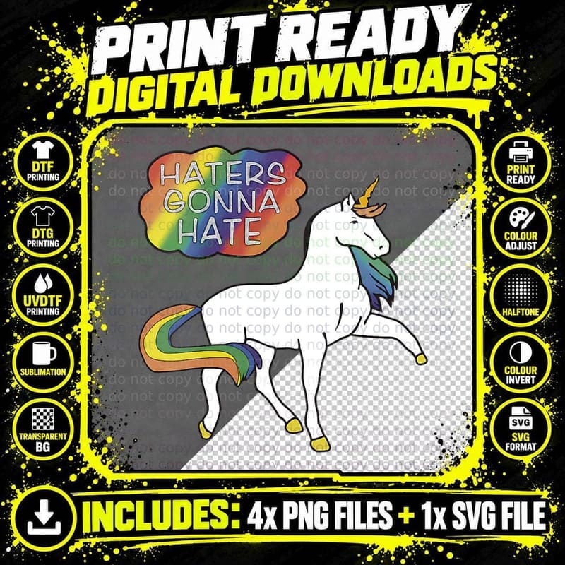 Haters Gonna Hate Shirt Unicorn Meme T-Shirt Png SVG Digital Bundle