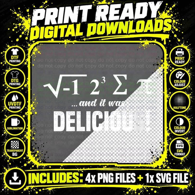 I Ate Some Pie and It Was Delicious Funny Math Pun Pi Png SVG Digital Bundle