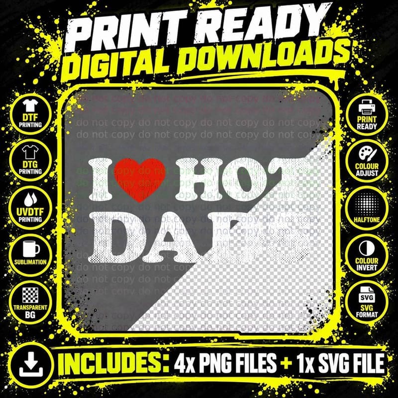 I Heart Hot Dads Outfit Y2k Adult Humor I Love Hot Dads Png SVG Digital Bundle
