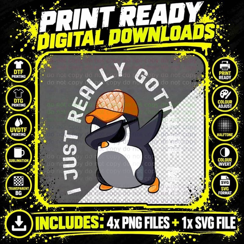 I Just Really Gotta Be Me Funny Dabbing Penguin T-Shirt Png SVG Digital Bundle