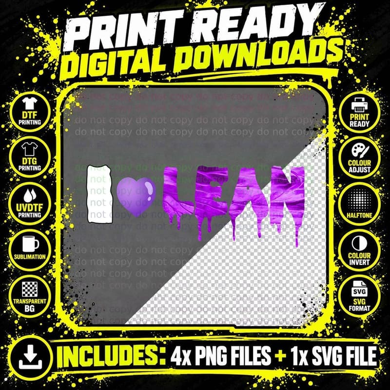 I Love Lean Dank Meme Viral Trend Ironic Sipping Png SVG Digital Bundle