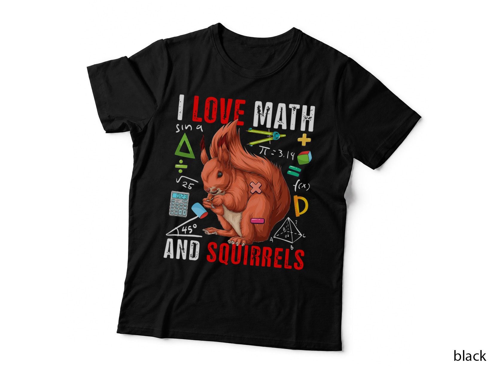 I Love Math and Squirrels Funny Math Lover Squirrel Rodent T-Shirt