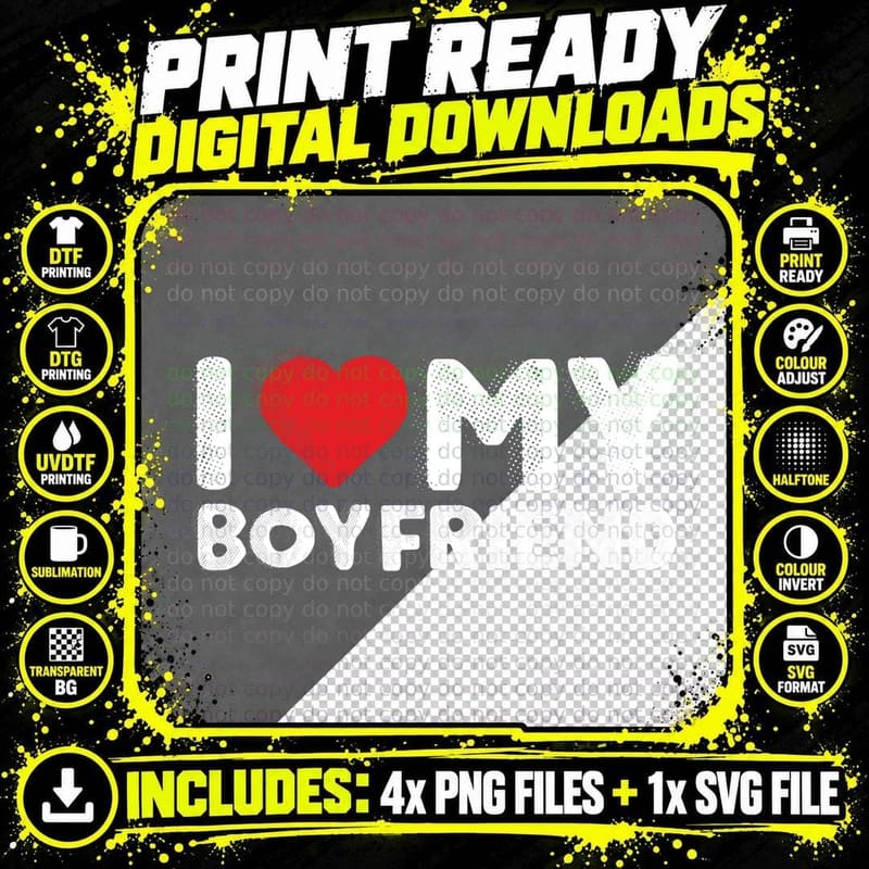 I Love My Boyfriend Cute I Heart My Boy Friend BF Funny Png SVG Digital Bundle