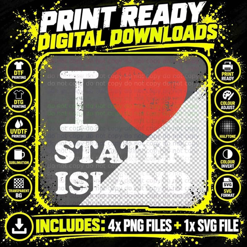 I Love Staten Island Red Heart Meme Pullover T-Shirt Png SVG Digital Bundle