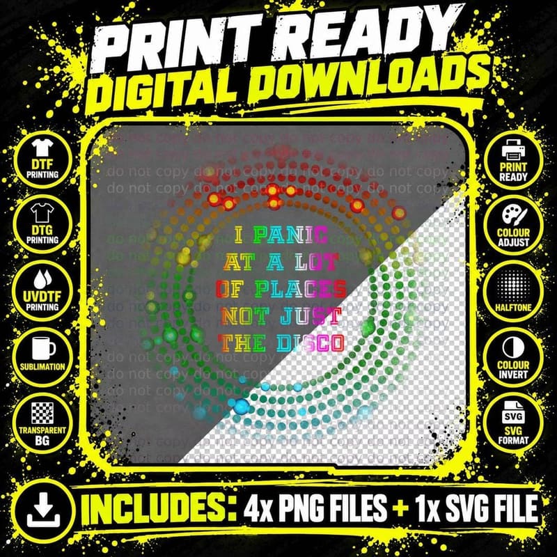 I Panic at a Lot of Places Not Just the Disco Retro Meme Png SVG Digital Bundle
