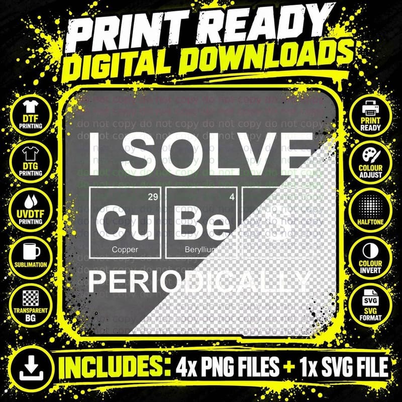 I Solve Cubes Periodically Funny Speed Cubing Math Png SVG Digital Bundle