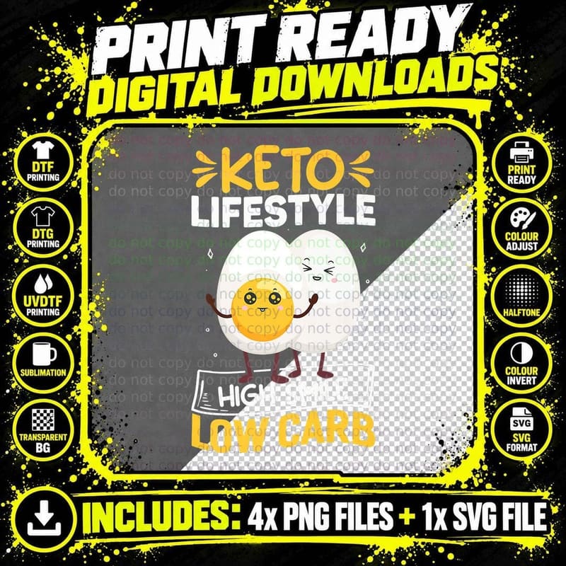 Keto Lifestyle High Smile, Funny Ketodiet Costume Png SVG Digital Bundle