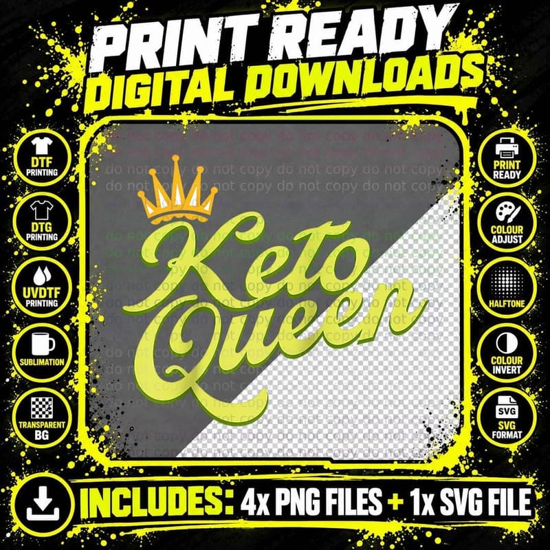 Keto Queen Keto Diet Plan Keto Food Funny Women Keto Png SVG Digital Bundle