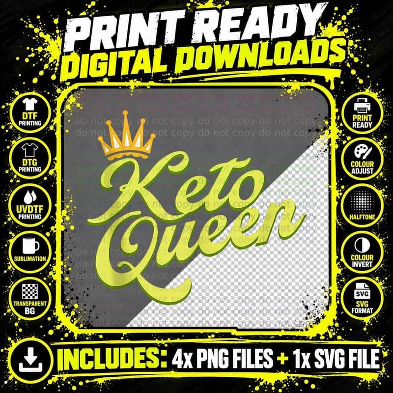 Keto Queen Keto Diet Plan Keto Food Funny Women Keto Top Png SVG Digital Bundle