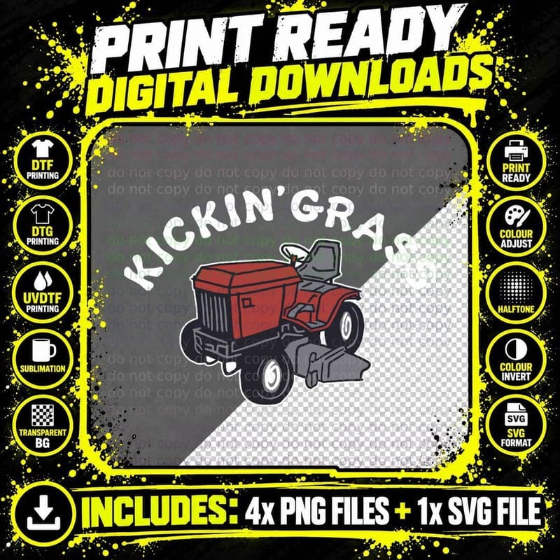 Kickin' Grass Funny Nature Apparel T-Shirt Png SVG Digital Bundle