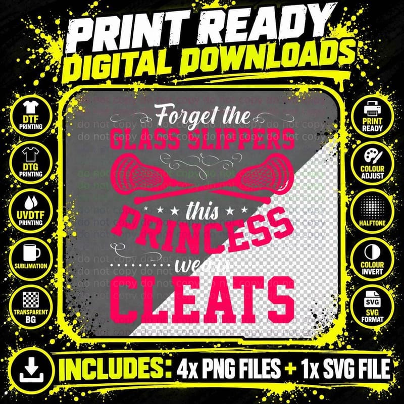 Lacrosse Player Funny LAX Sport This Princess Wears Png SVG Digital Bundle