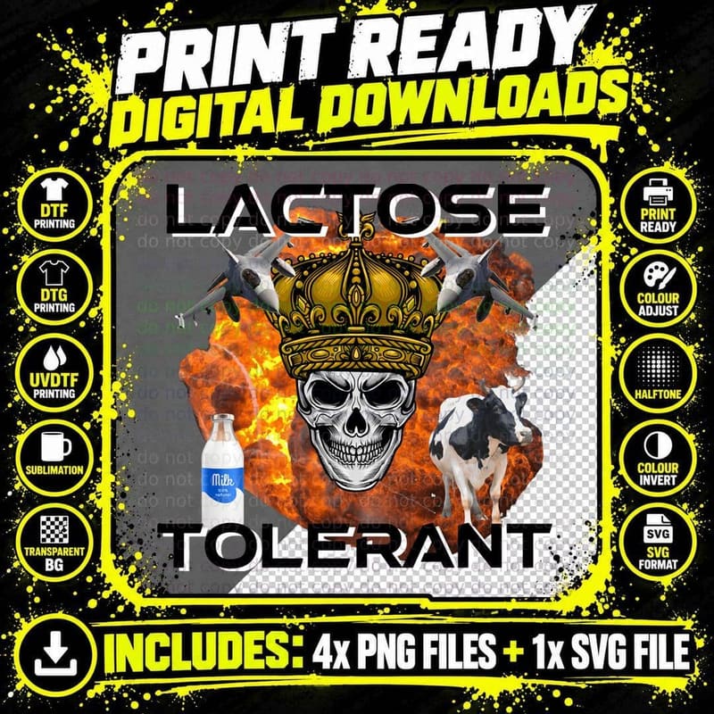 Lactose Tolerant Funny Trendy Design Meme Pullover Png SVG Digital Bundle