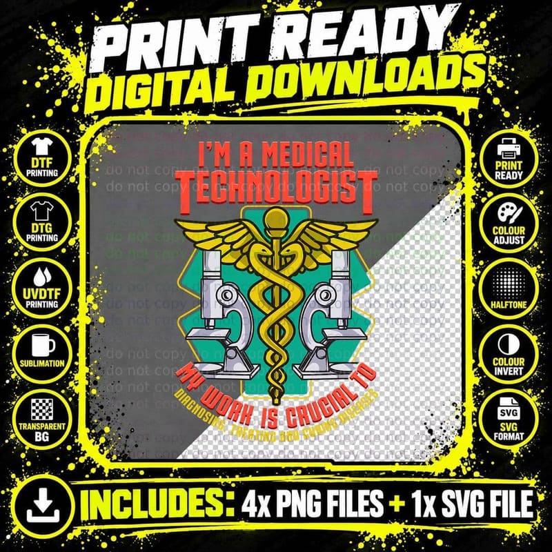 Medical Technologist Funny Laboratory Technician Med Png SVG Digital Bundle