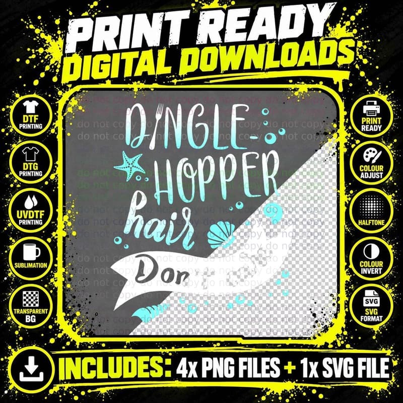 Mermaid Hair Don't Care Ariel Lover Funny Gift Women Png SVG Digital Bundle