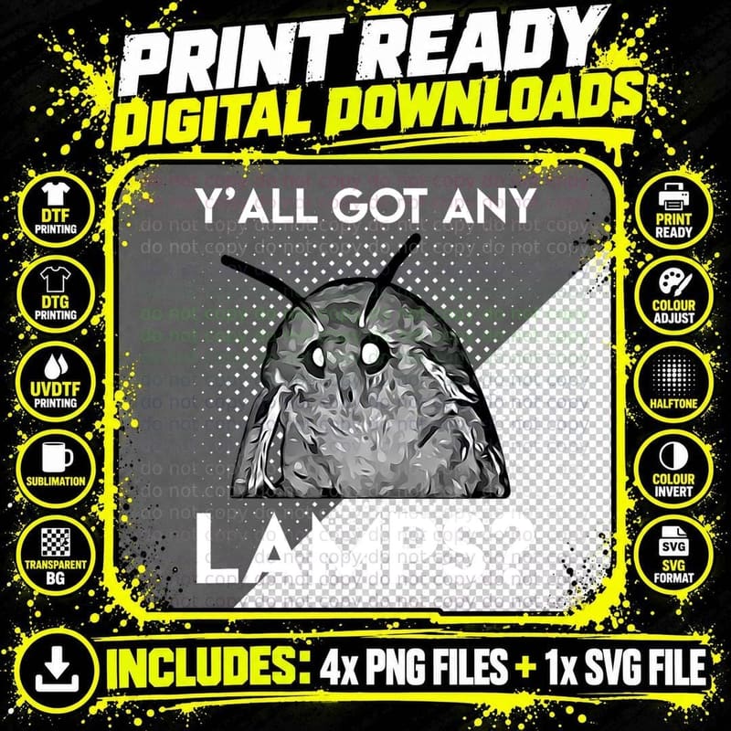 Moth Meme Lamp T-Shirt Png SVG Digital Bundle