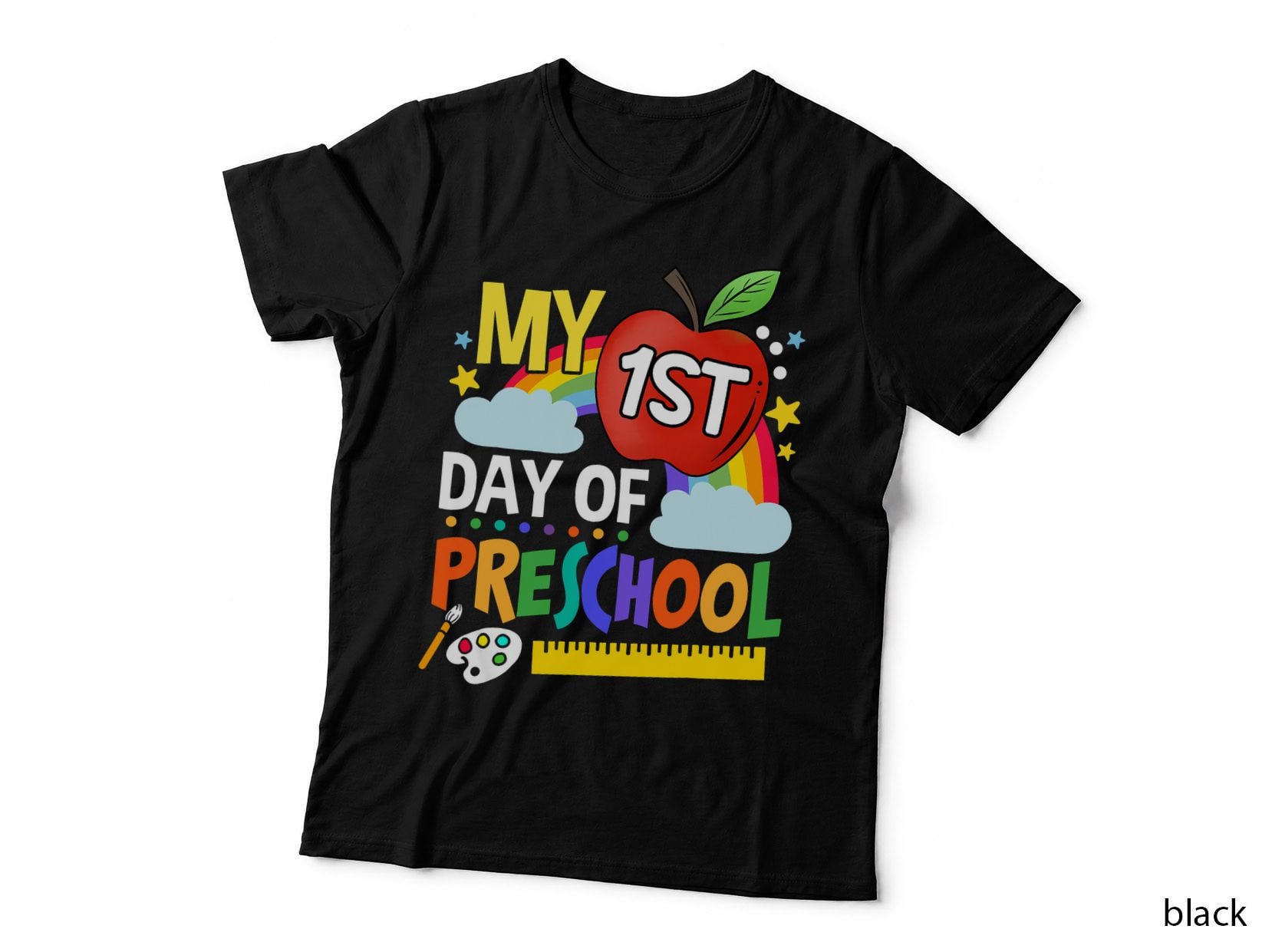 My First Day of Preschool Funny Colorful Rainbow T-Shirt
