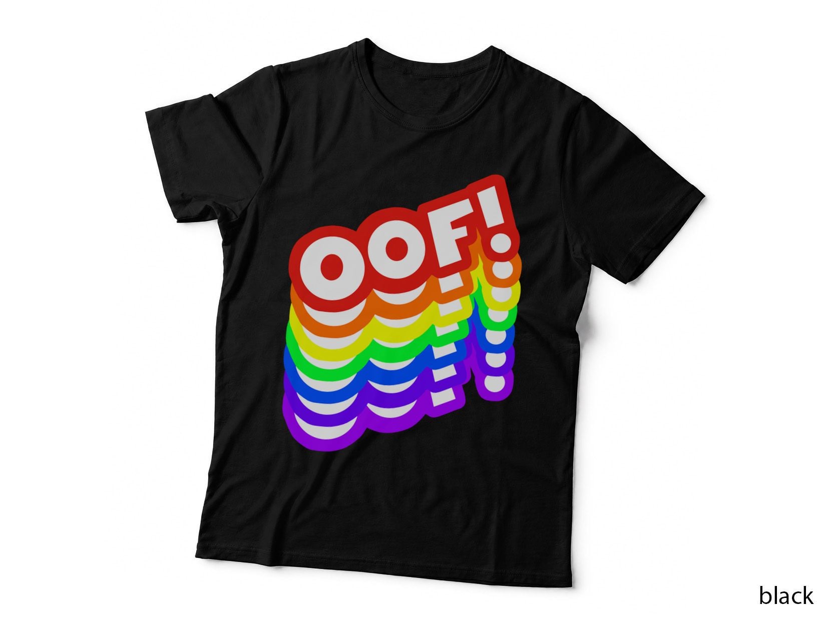 Oof Funny Meme Colorful Rainbow Hoodie, Novelty Gift T-Shirt