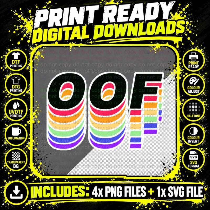 Oof Rainbow Funny Saying Meme Hoodie Pullover Hoodie Png SVG Digital Bundle
