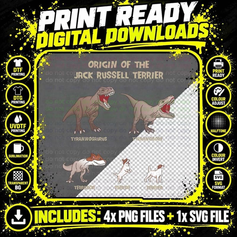 Origin of the Jack Russell Terrier Evolution History Png SVG Digital Bundle