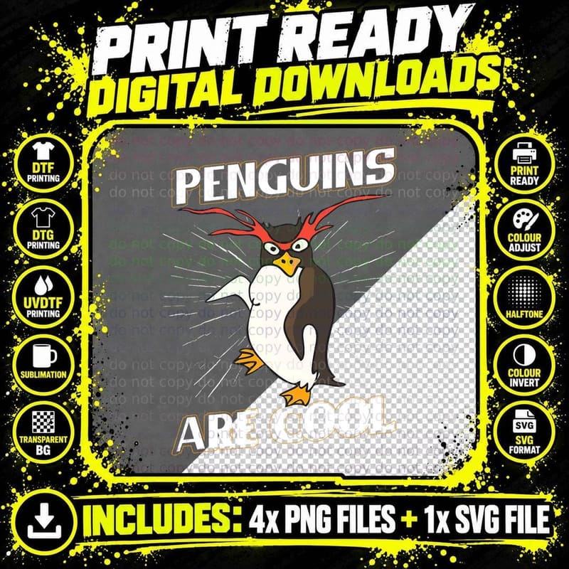 Penguins Are Cool Funny Antarctica Love Penguin T-Shirt Png SVG Digital Bundle