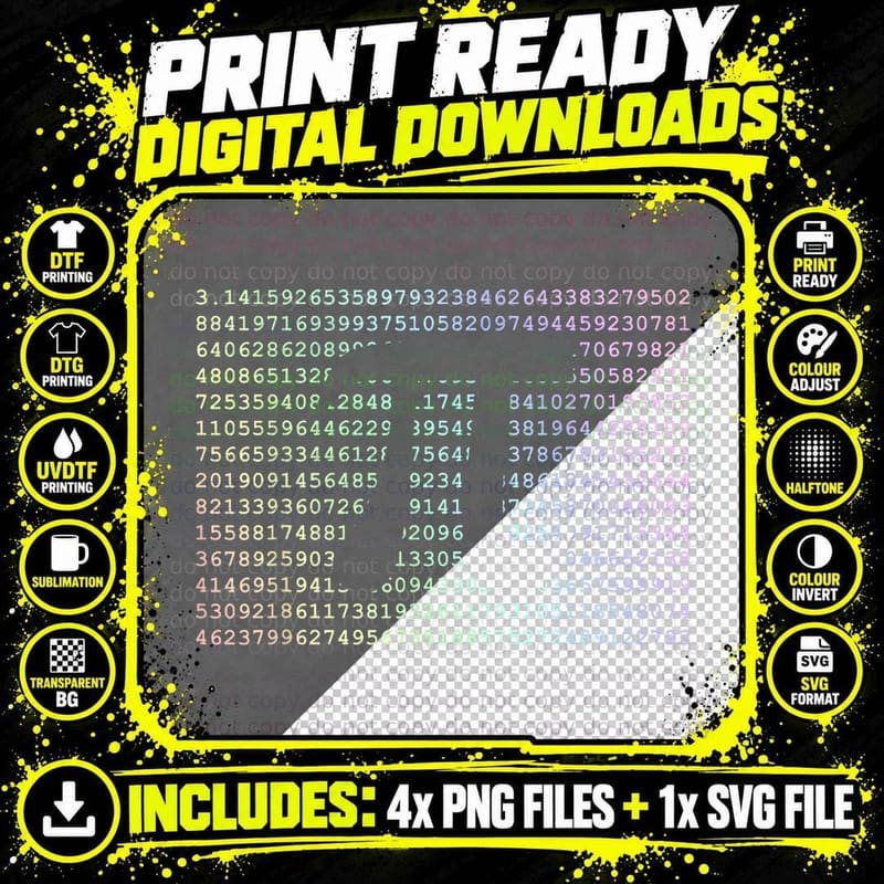 Pi Day 3.14 Cool Funny Nerd Math Geek 2017 Rainbow Png SVG Digital Bundle