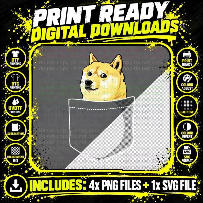 Pocket Doge Shiba Inu Dank Meme Pullover Hoodie Png SVG Digital Bundle