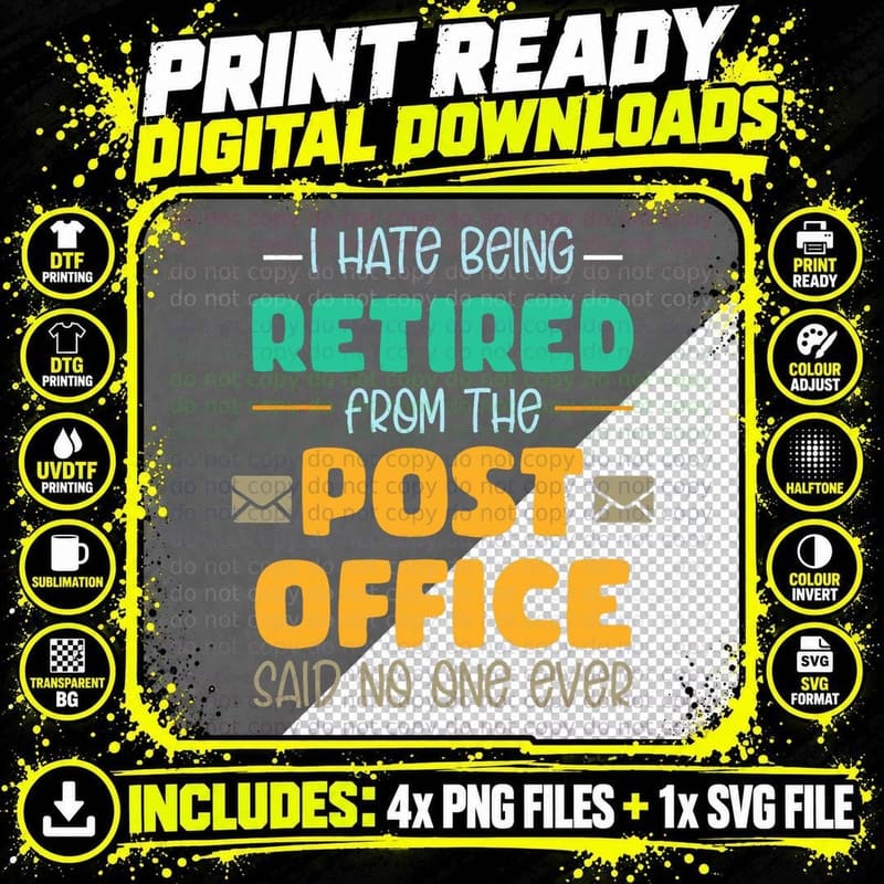 Postal Worker Retirement Gifts Retired Funny Post Office Png SVG Digital Bundle