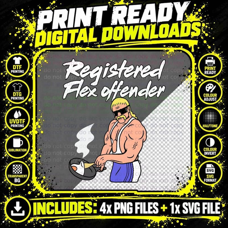 Registered Flex Offender Ironic Bodybuilder Meme Sigma Png SVG Digital Bundle