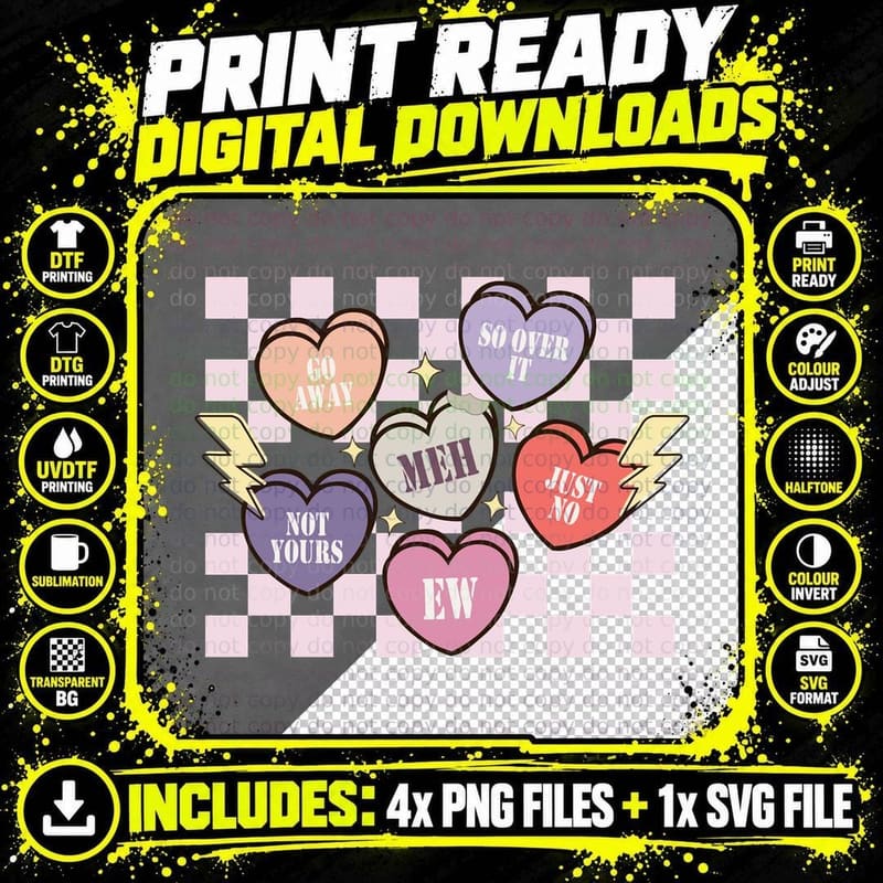 Retro Groovy Funny Anti Valentines Day T-Shirt Png SVG Digital Bundle