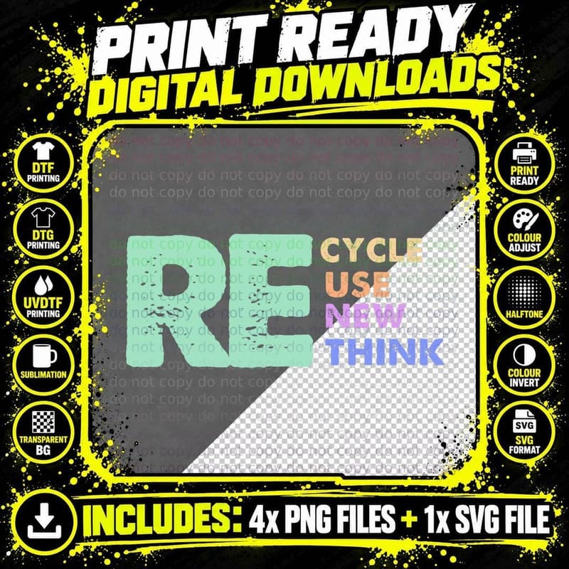 Retro Removed Meme Recycle Reuse Renew Rethink T-Shirt Png SVG Digital Bundle