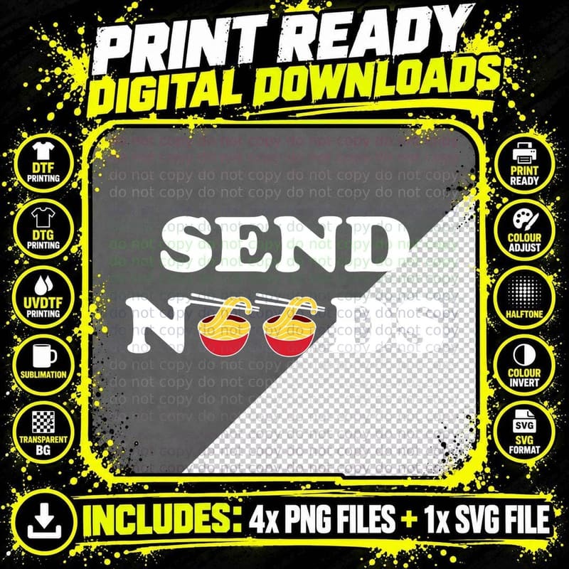SEND NOODS Hoodie Sweatshirt Nudes Parody Meme Word Pun Png SVG Digital Bundle