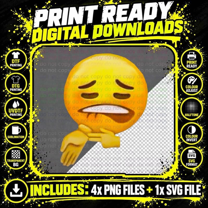 Sheesh Face Meme Biting Lip and Pointing at Arm Pullover Png SVG Digital Bundle