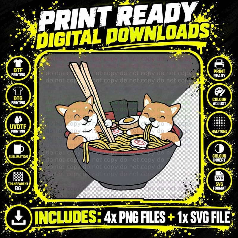 Shiba Inu Ramen T-Shirt Funny Shiba Inu Shirt T-Shirt Png SVG Digital Bundle