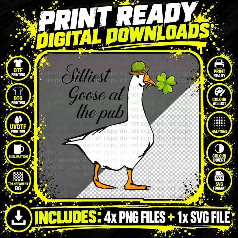 Silliest Goose at Pub St Patricks Day Goose Meme T-Shirt Png SVG Digital Bundle