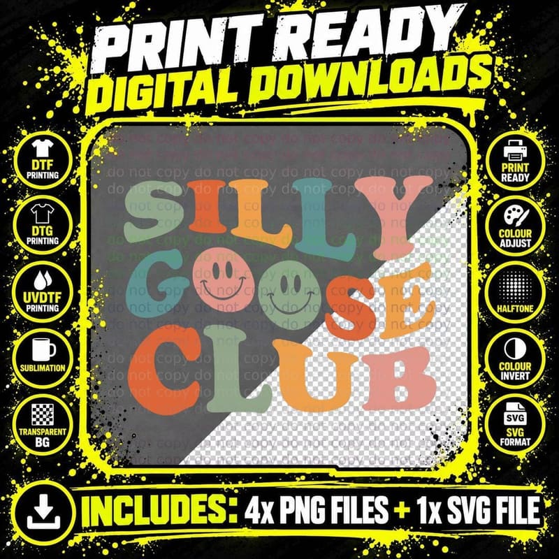 Silly Goose Club Silly Goose Meme Smile Face Trendy Png SVG Digital Bundle