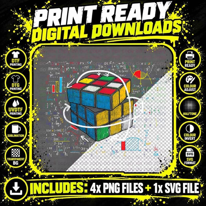 Speed Cubing Competitive Puzzle Funny Math Lover Kids Png SVG Digital Bundle