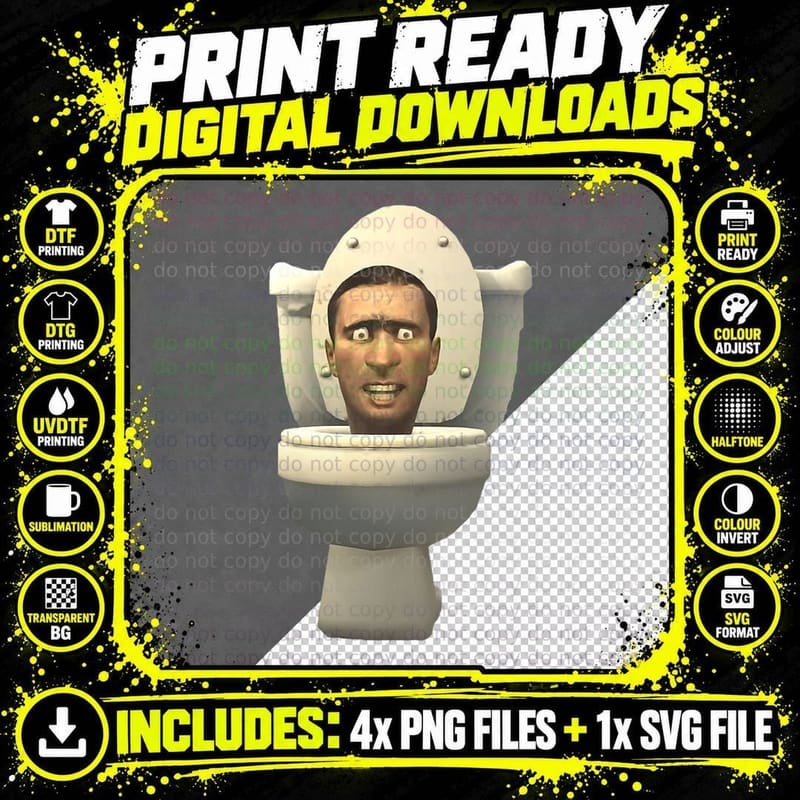 Toilet Boom Meme T-Shirt Png SVG Digital Bundle