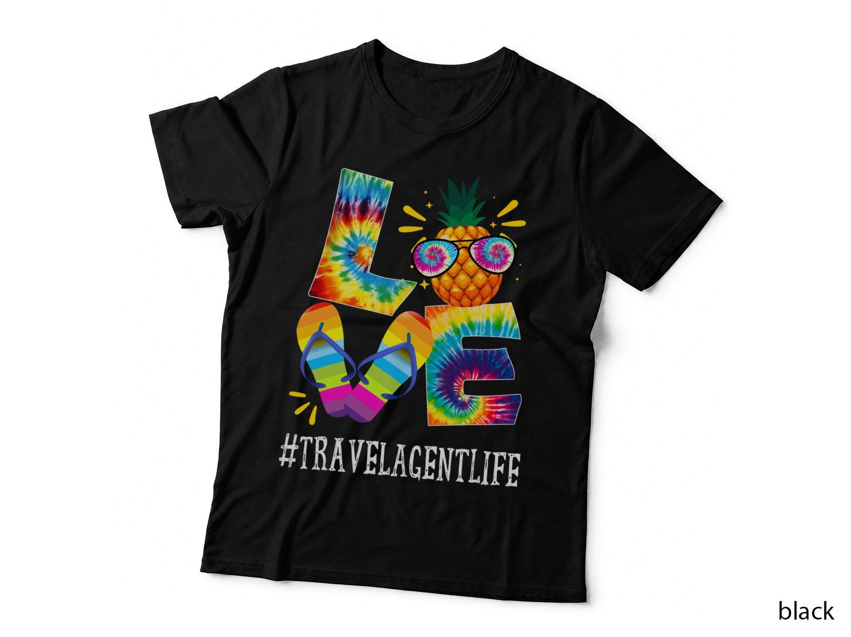 Travel Agent Love Pineapple Summer Funny off Duty Tie Dye T-Shirt