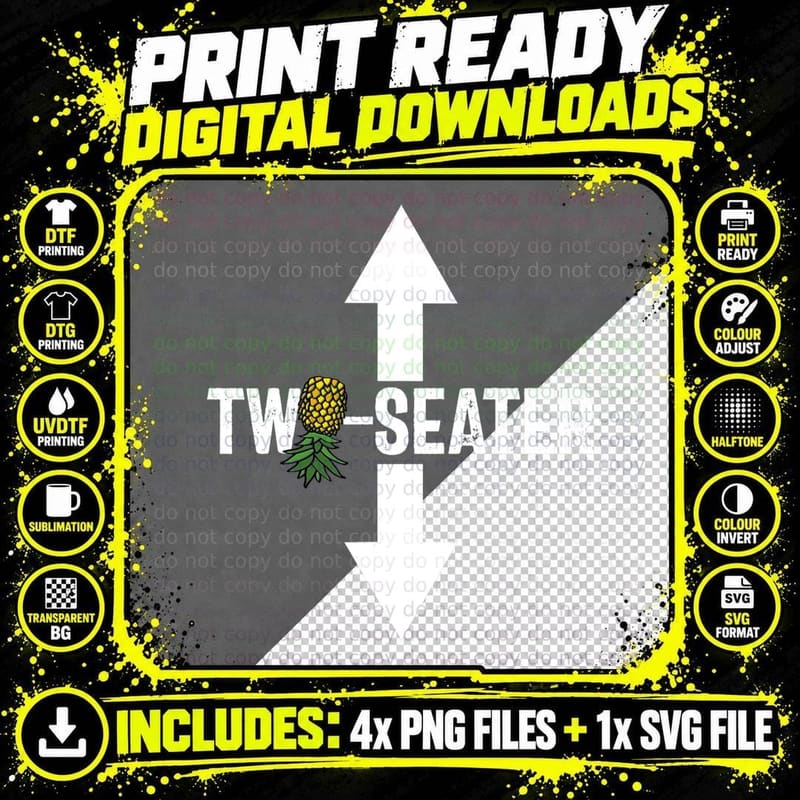 Two Seater Swinger Men's Funny Upside Down Pineapple Png SVG Digital Bundle