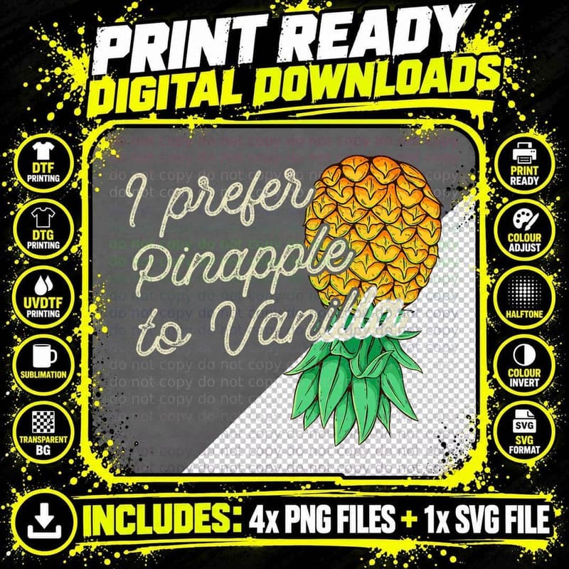 Upside Down Pineapple I Prefer to Vanilla Funny Swinger Png SVG Digital Bundle