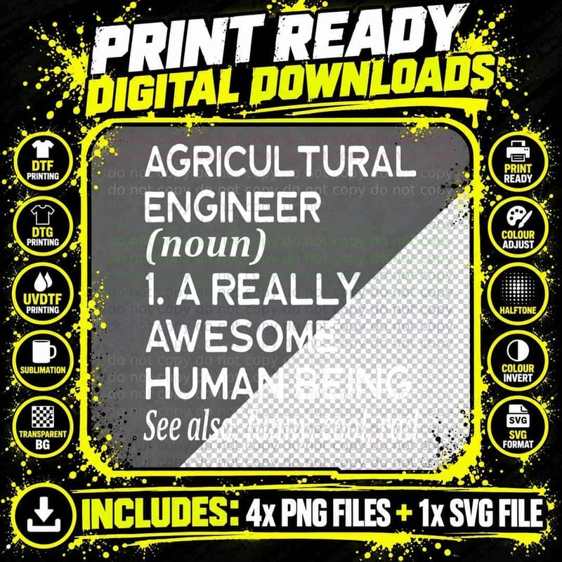 Agricultural Engineer Definition Funny Cool Rad Farm Png SVG Digital Bundle