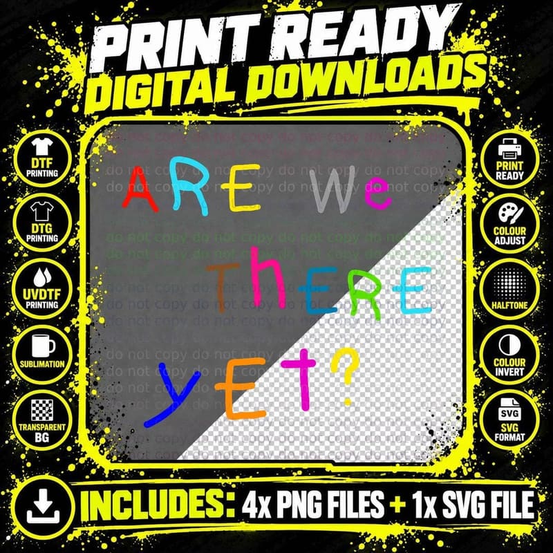 Are We There Yet Funny Kids Girls Boys Travel Vacation Png SVG Digital Bundle