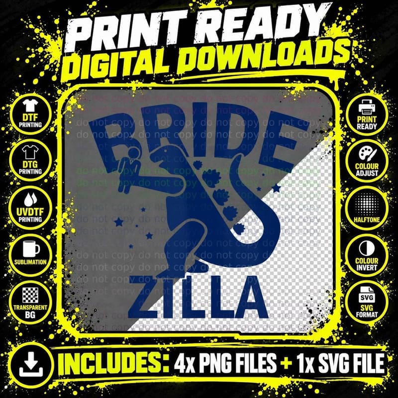 Bridezilla Funny Bride Shower Bridal Bachelorette Party Png SVG Digital Bundle