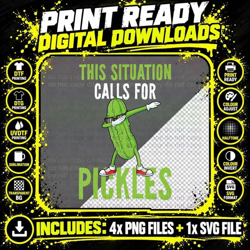 Calls for Pickles Dabbing Cucumber Funny Veggie Png SVG Digital Bundle