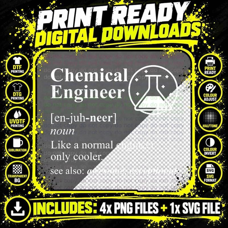 Chemical Engineering Definition Funny Engineer T-Shirt Png SVG Digital Bundle