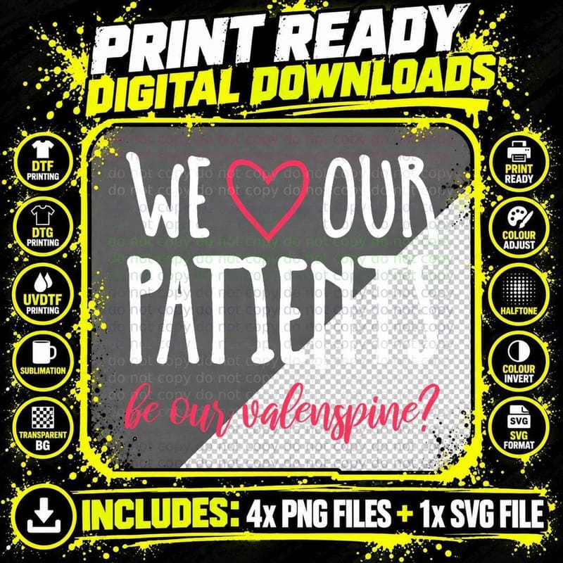 Chiropractic Valentines Day Funny We Love Our Patients Png SVG Digital Bundle