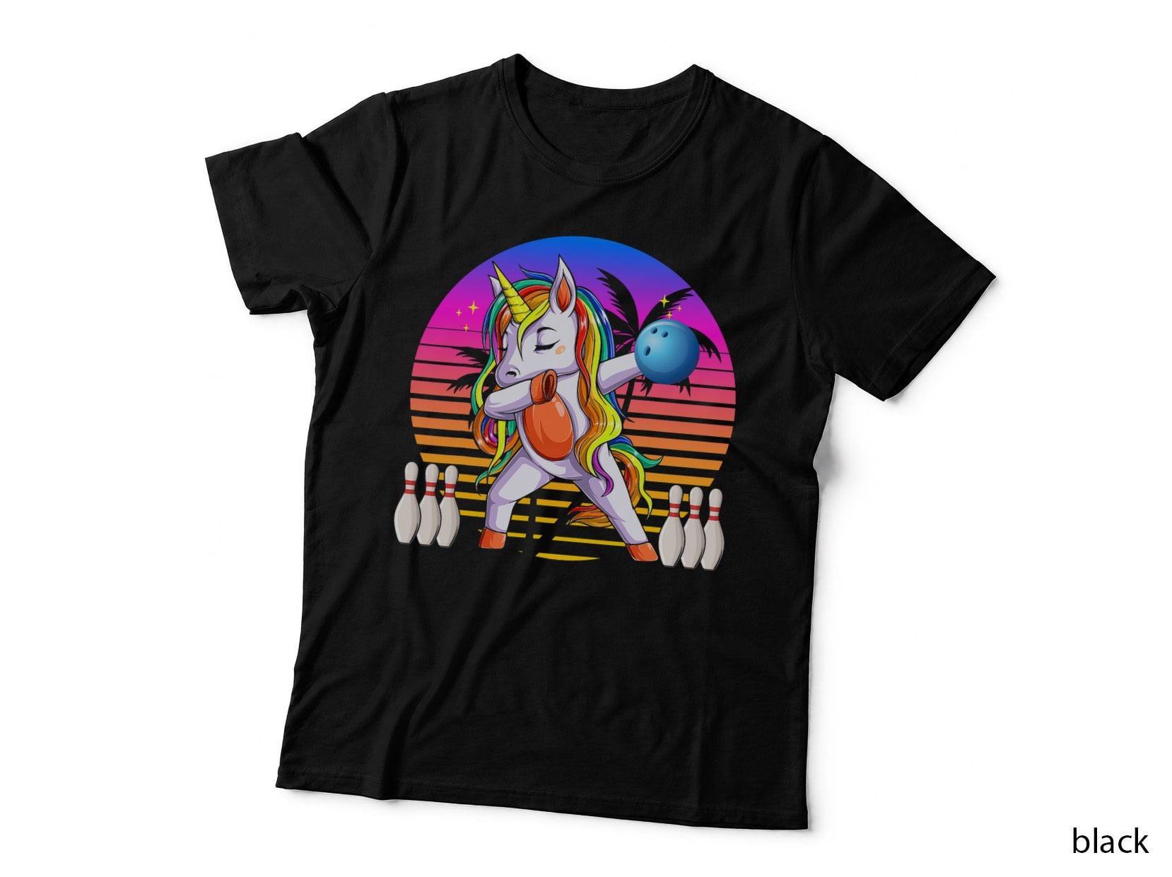 Dabbing Unicorn Bowling Funny Bowling Tenpins Boys Girls T-Shirt